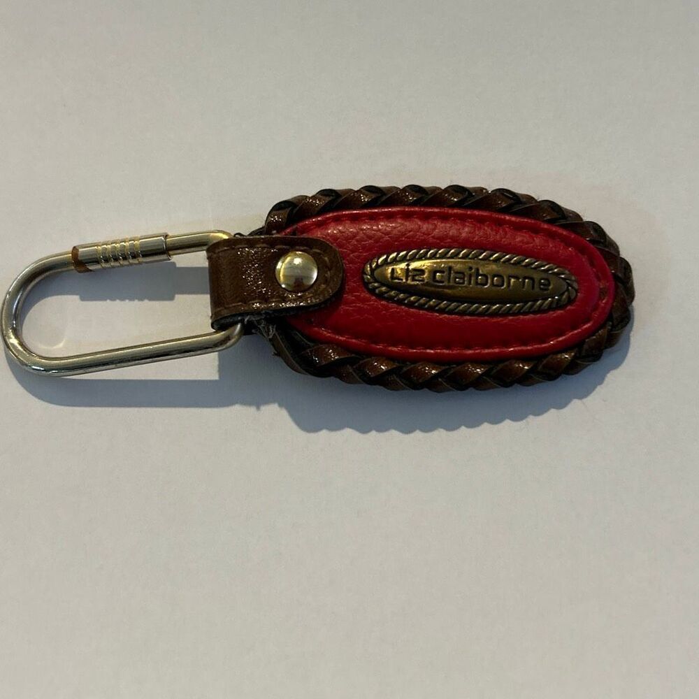 LIZ CLAIBORNE Red Leather Keychain